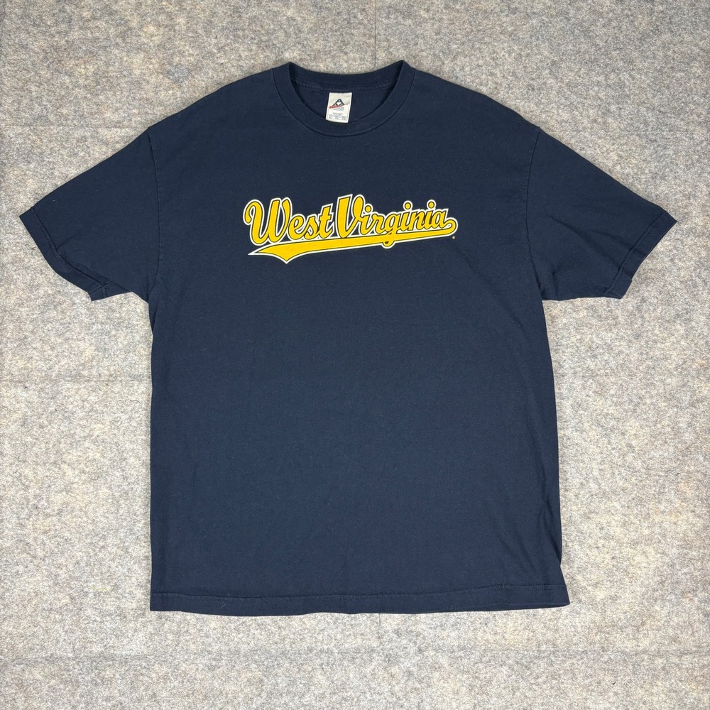 Alstyle West Virginia T-Shirt Mens XL Navy Blue Cotton Graphic Short Sleeve Tee